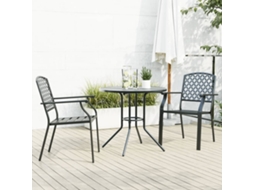Cadeiras De Jardim Encastrar 3 Pcs Aço Revestido A Pó Antracite Dkd Home Decor