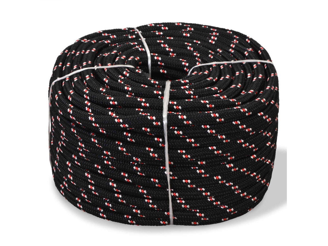 vidaXL Corda náutica em polipropileno 12 mm 250 m preto