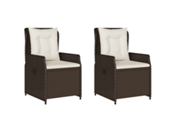 Cadeiras de Jardim Reclináveis 2 Pcs Vime Pe Castanho MAISON EXCLUSIVE