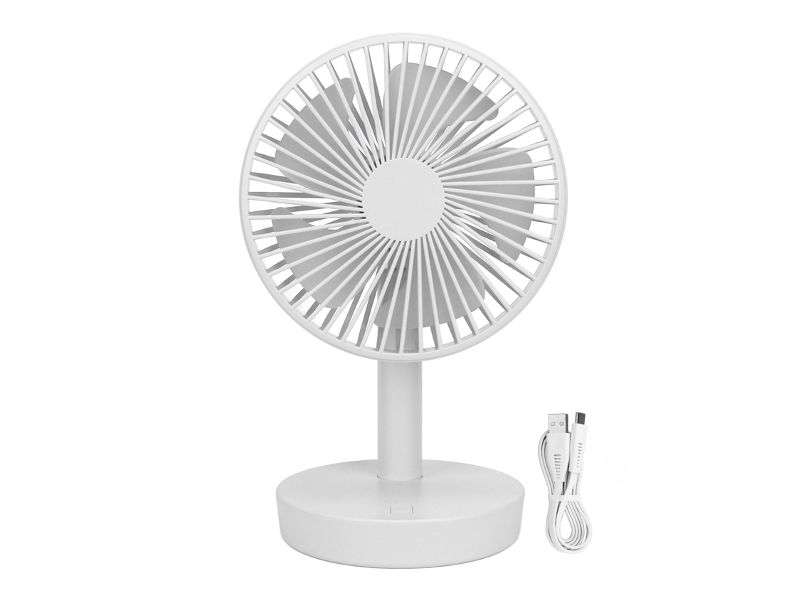 Ventilador de mesa oscilante USB 3 velocidades 5 pás vento suave pequeno portátil branco S/MARCA