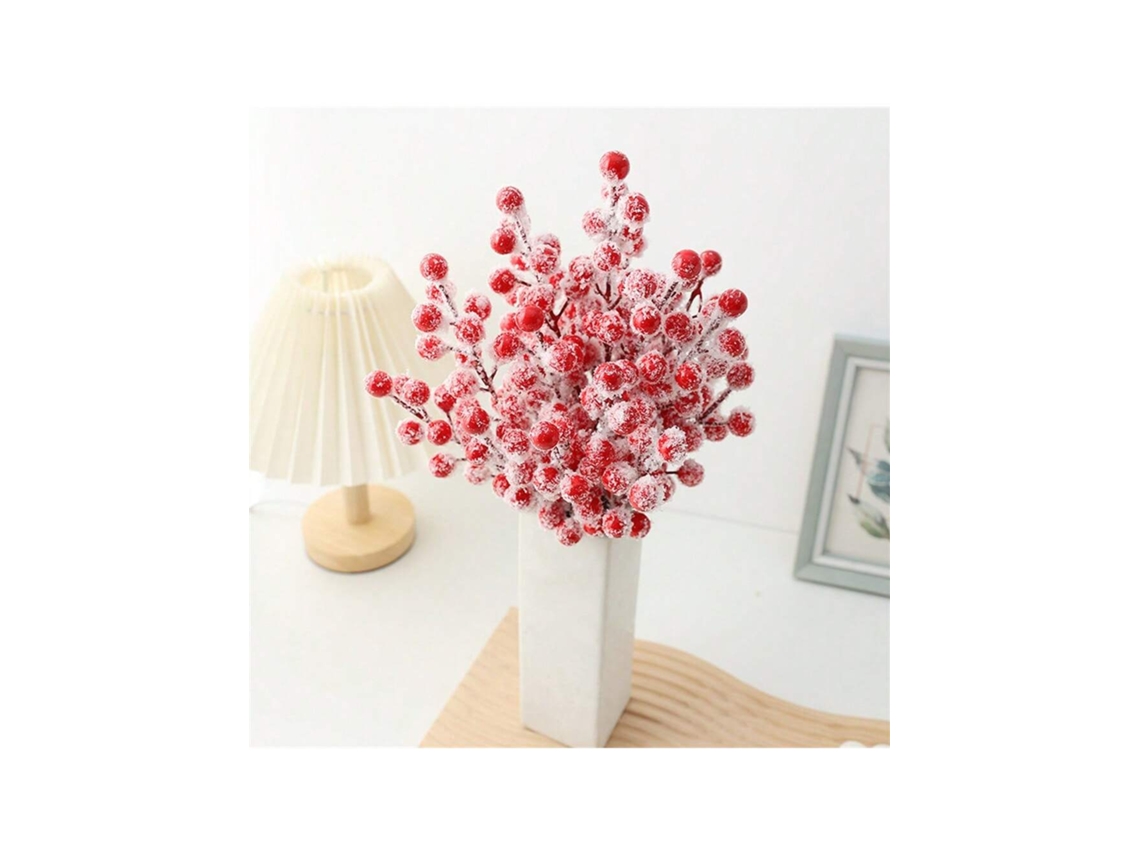 30 Frutas Vermelhas De Natal , Flores Simuladas 22,5cm, Decoração De Natal E Festival Da Primavera Igvtrade (holly)