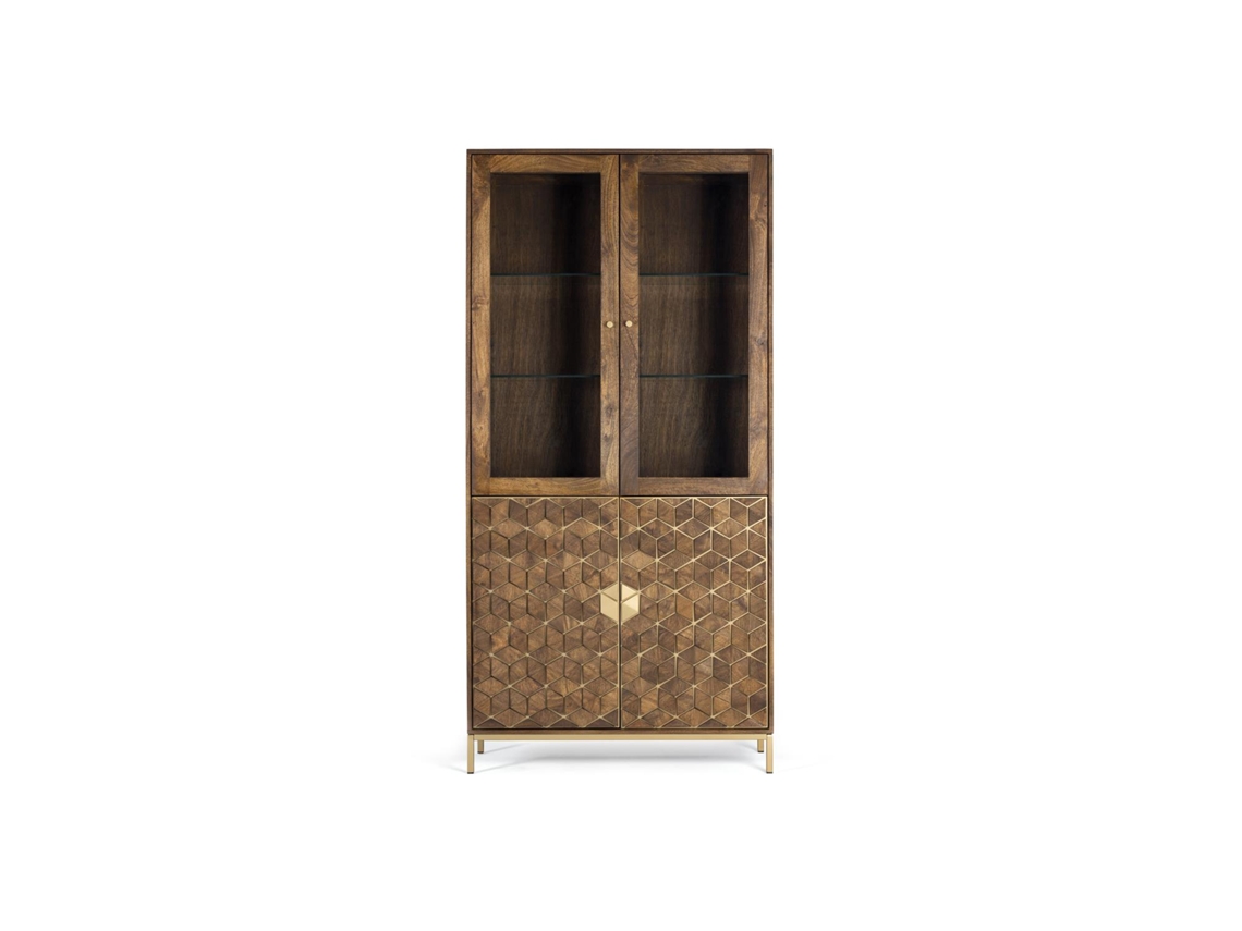 VITRINA EM MADEIRA DE MANGUEIRA Castanho. GINER Y COLOMER 200x40x100
