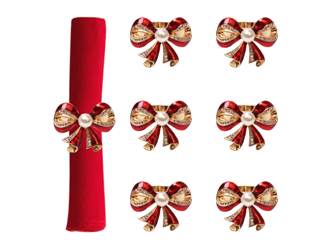 Laxiscreed Laços De Natal Para Guardanapo Em Pérola, Decoração Festiva Para Mesa