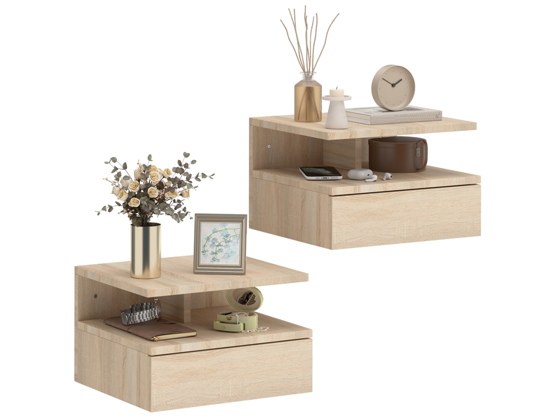 Conjunto de 2 Mesas de Cabeceira com 3 Gavetas, 40x30x59,5 Cm, Branco ZENCORE SERVICES