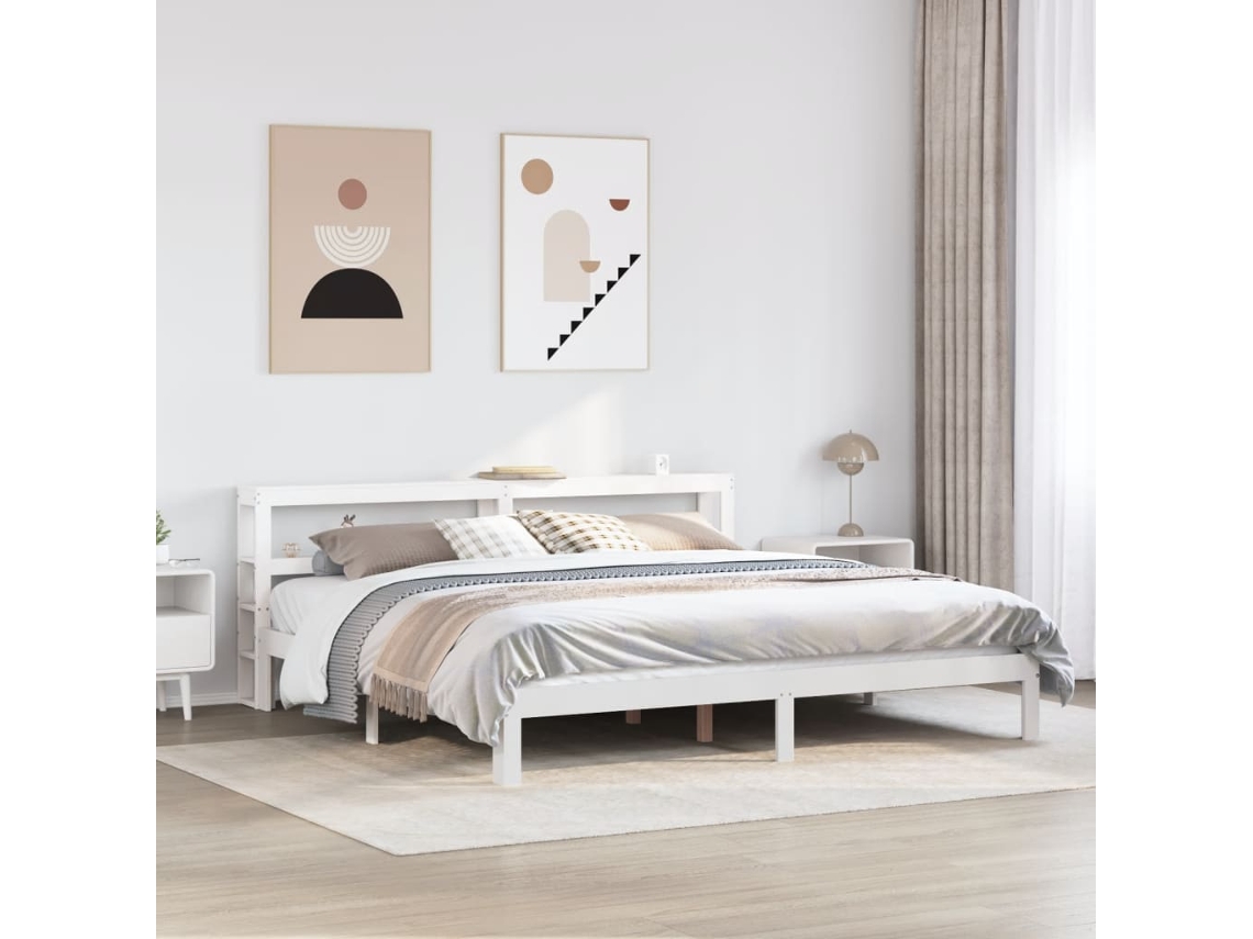Vidaxl Estrutura de Cama C/ Cabeceira Sem Colchão 180x200 Cm Branco