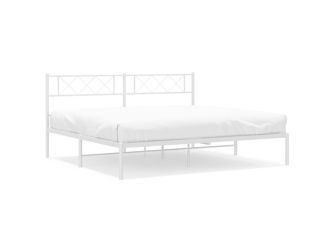 Metal Bed Frame, Metal Bed Frames Vidaxl Branco Aço (180 X 200 Cm)