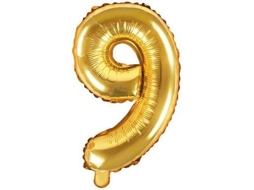 Balão PARTYDECO número 9 Foil 35cm Dourado