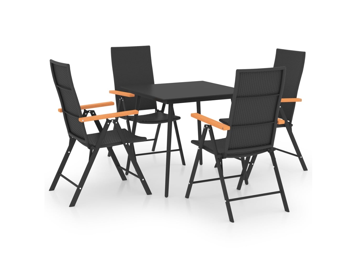 Maison Exclusive - 5 Pcs Conjunto De Jantar Para Jardim Preto E Castanho