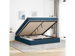Vidaxl Estrutura De Cama Otomana Com Colchão 180x200 Cm Azul Escuro