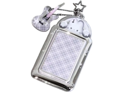 Porta cartão fotográfico com design animado, porta cartão de identificação fofo com pingente guitarra, gato e coelho