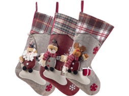Meias De Natal De 3 Peças, Meias Grandes Clássicas, Papai Noel, Boneco De Neve, Rena, Personagens De Natal Olysi Shop