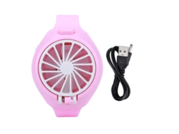 Ventilador Mini Relógio Usb Recarregável 3 Níveis Rosa Crianças