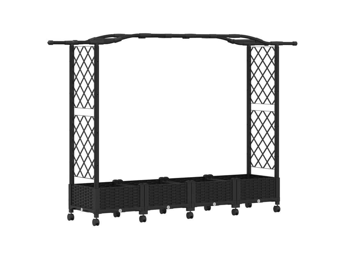 Conjunto 1 Canteiro De Jardim Elevado Vidaxl Preto Polipropileno (207 X 40 X 129 Cm)