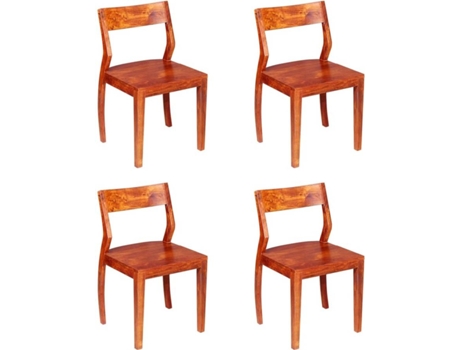 Conjunto 4 Cadeiras de Refeição  279137 Madeira Acácia e Sheesham Maciça