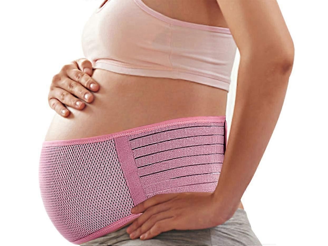 Cinta de Gravidez Rosa, Tamanho Xl, com Suporte Lombar e Abdominal para Gestantes. GOKOCO