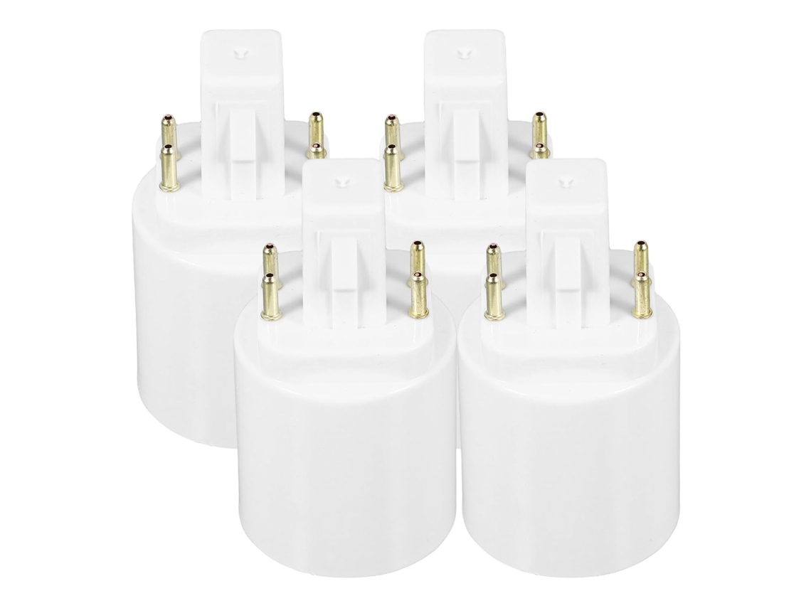 Conjunto De 4 Adaptadores De Soquete De Cobre Niquelado Para Lâmpadas Led.