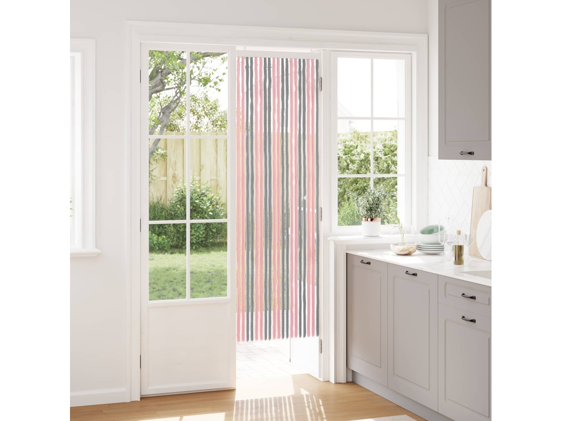 Vidaxl Cortina De Insetos Chenille Cinza Prata E Rosa 56 X 185 Cm