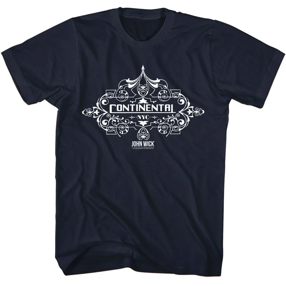 Unisex Adult T-shirt Rockinstone John Wick Continental Fancy Badge Navy Sizexxl