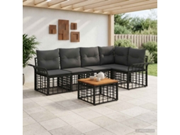 Vidaxl Conjunto De Sofás Para Exterior 6 Unid. Preto E Cinza Escuro
