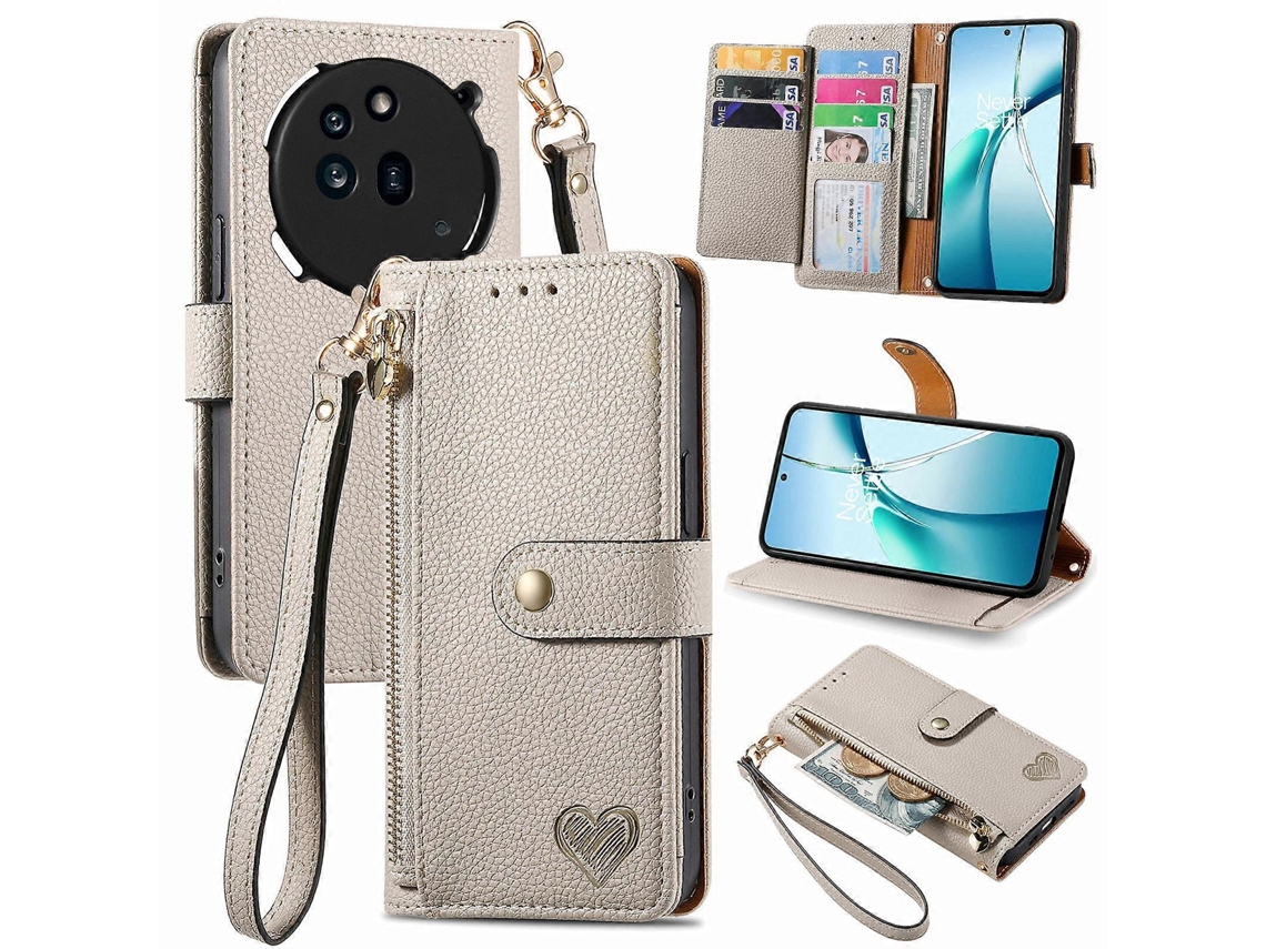Capa De Couro Para Celular Com Cordão E Zíper Love