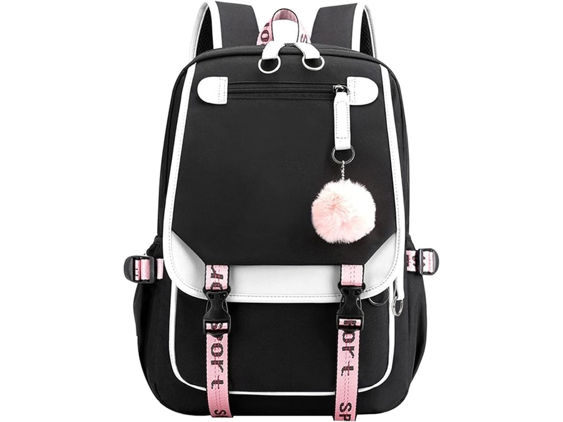2026-mochila Escolar Para Adolescentes Com Porta De Carregamento Usb, Capacidade Para Laptop De 16 Polegadas, Cor Preto E Branco