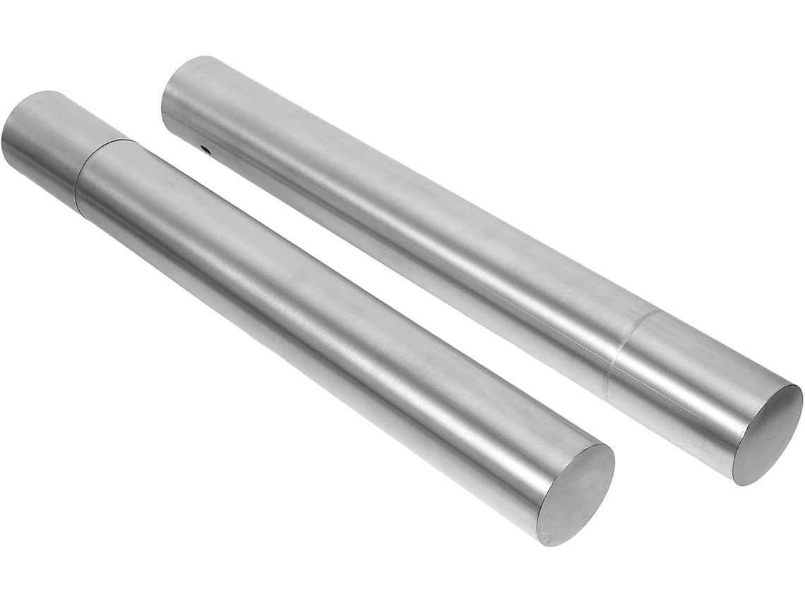 Conjunto de 2 Elegantes Tubos Armazenamento Stobaza em Aço Inoxidável Prateado, Resistentes e Resistentes, Ide