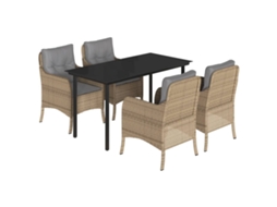 Conjunto de 5 Jantar para Jardim com Almofadões Vime Pe Bege MAISON EXCLUSIVE