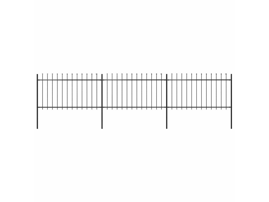 Vidaxl Cerca De Jardim Com Topo Em Forma De Lança Em Aço 504x100 Cm, Preta