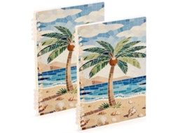 Conjunto de 2 Cadernos Pautados em Formato A5 , Capa Dura, Caderno Composição com Linhas Larga (21,1 X 14,5 Cm)