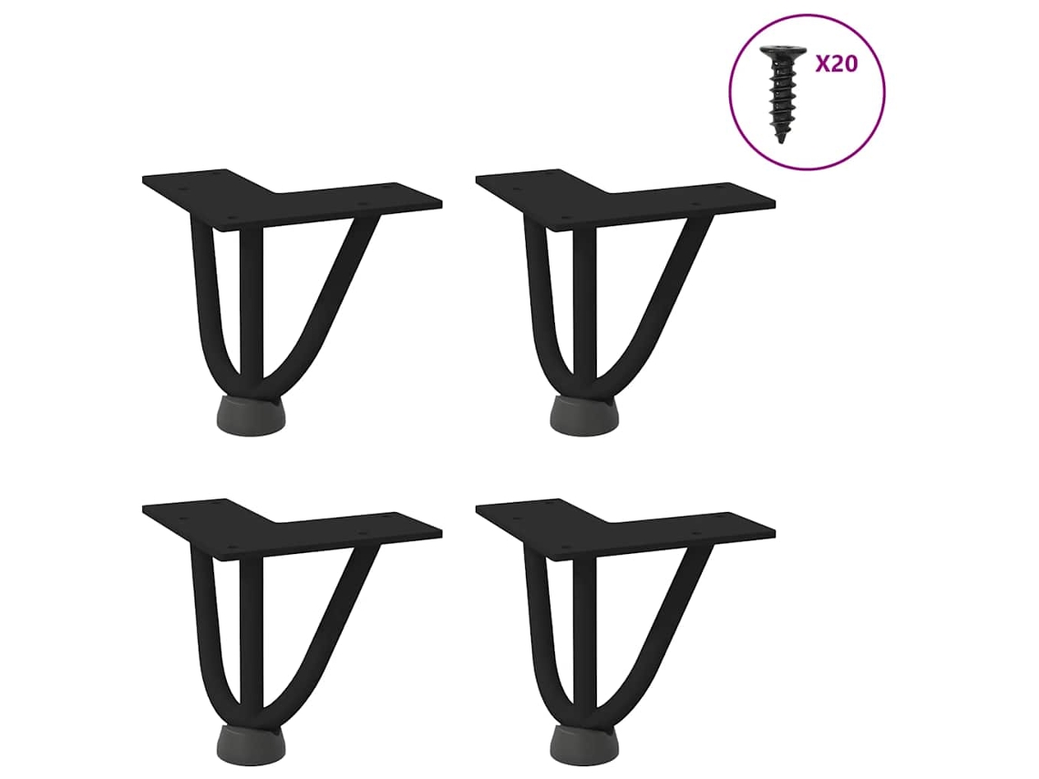 Vidaxl Pernas De Grampo Para Mesa De Centro 4 Peças Pretas 10 Cm Aço Maciço