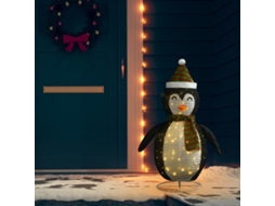 Vidaxl Pinguim De Natal Decorativo Com Luzes Led Tecido De Luxo 120 Cm