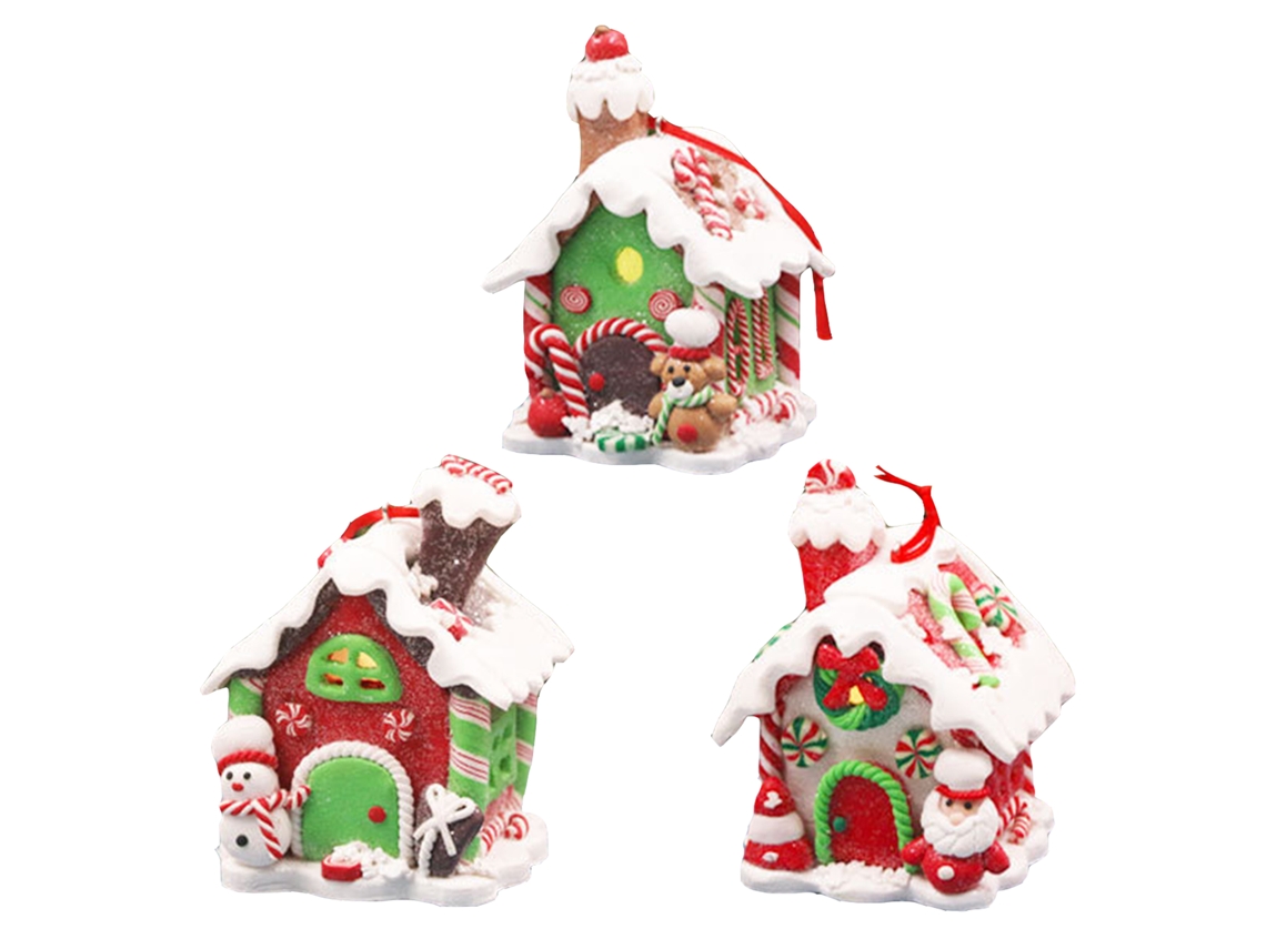 Laxiscreed Jogo De Decoração Natalícia Em Argila Macia Para Casa Iluminada – Pack Com 3 Modelos