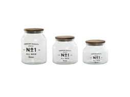 Conjunto de 3 potes de cristal natural Home Esprit Acácia 1,5 L 2 L 3 L 16 x 16 x 21 cm