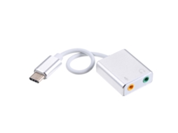 Placa De Som Externa Hi-fi Usb C Adaptador De Áudio 7.1 Ch Para Laptop Pro Prata