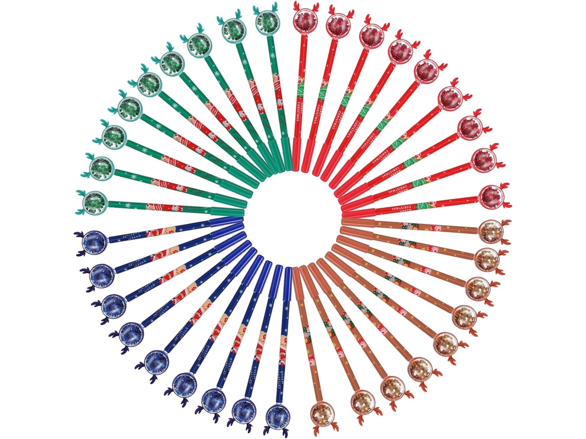 Conjunto De Canetas Em Gel Natalinas Hohopeti Com 36 Peças E Estampa