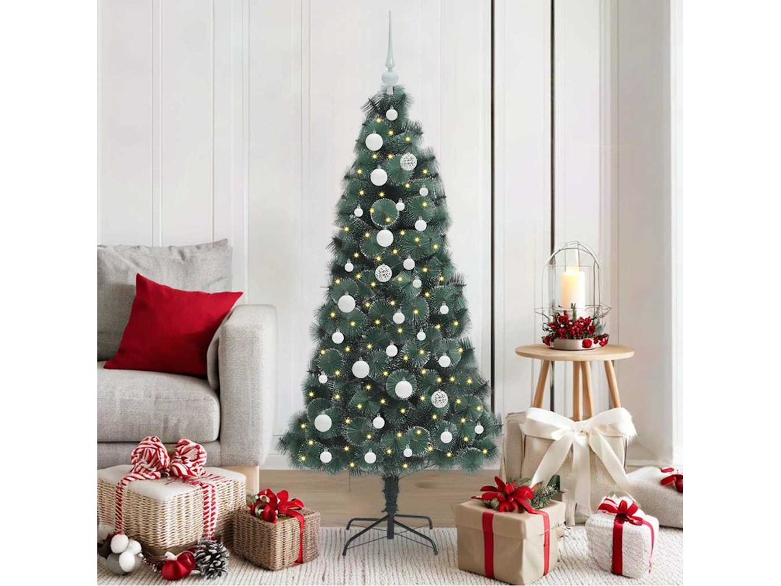 Vidaxl Árvore De Natal Artificial Iluminada Com Conjunto De Bolas Pet