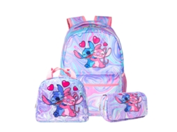 Conjunto De Três Peças De Mochilas Infantis Coloridas: Mochila Escolar Com Lancheira Térmica E Estojo, Modelo 4