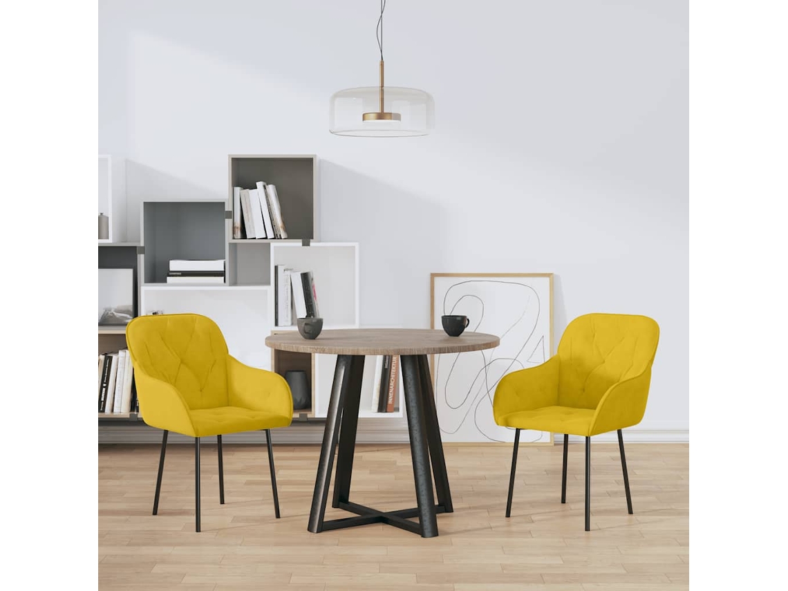 Vidaxl Cadeiras De Jantar 2 Pcs Veludo Amarelo