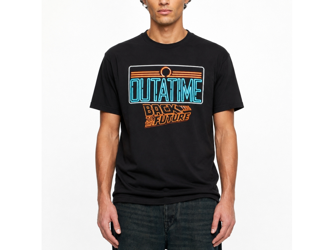 Rockinstone Back To The Future Movie Neon Black Adult T-shirt Size:xxl