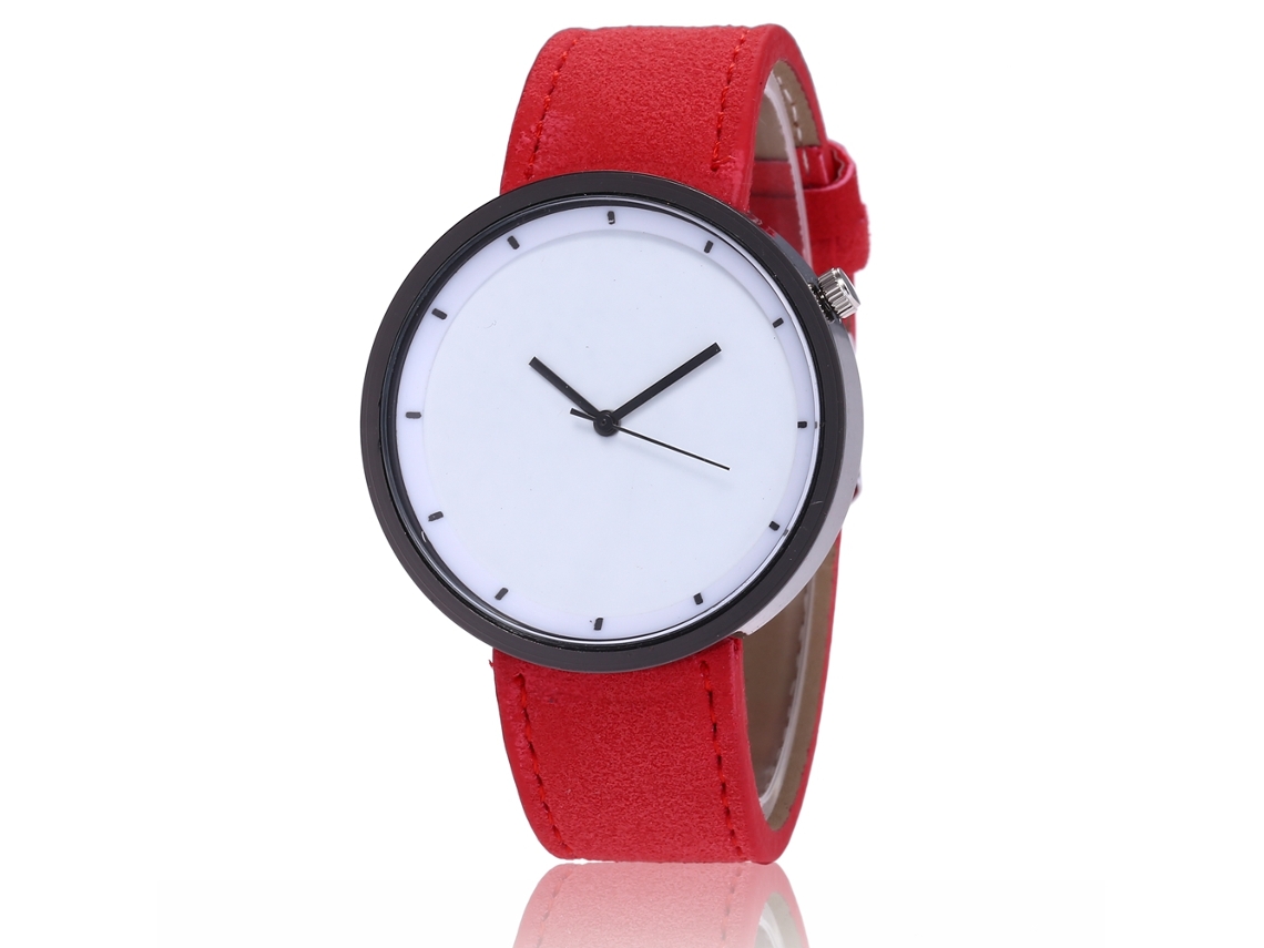 Relógio de casal casual Zhoulianfa com pulseira de couro PU, mostrador redondo e movimento de quartzo.