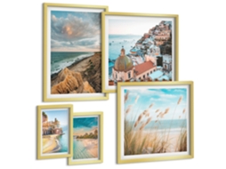 Galeria De Pinturas Murais Rosas Vermelhas, Cavalo, Mundo Cinza Moldura Dourada Imagens Para Um Quarto Infantil Espelharte (conjunto De 5 Imagens)