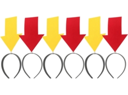 Conjunto de 6 Tiaras de Flecha de Plástico Rígido nas Cores Vermelha e Amarela CHABERLU