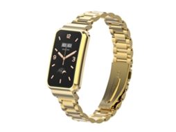 Bracelete de Smartwatch para Xiaomi Mi Band 7 Pro de metal com três contas (ouro)