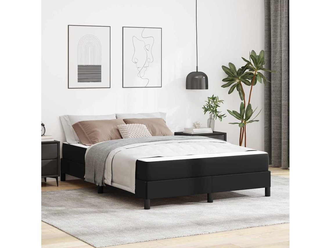 Vidaxl Estrutura Da Cama Com Colchão Preto 140 X 200 Cm Tecido