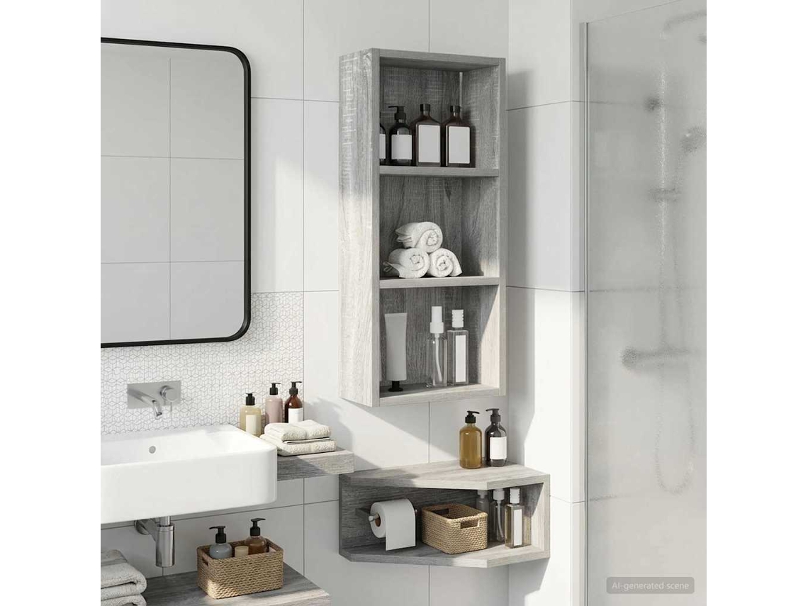 Vidaxl Armário De Parede Para Banheiro Sonoma Cinza 30 X 14 X 70 Cm