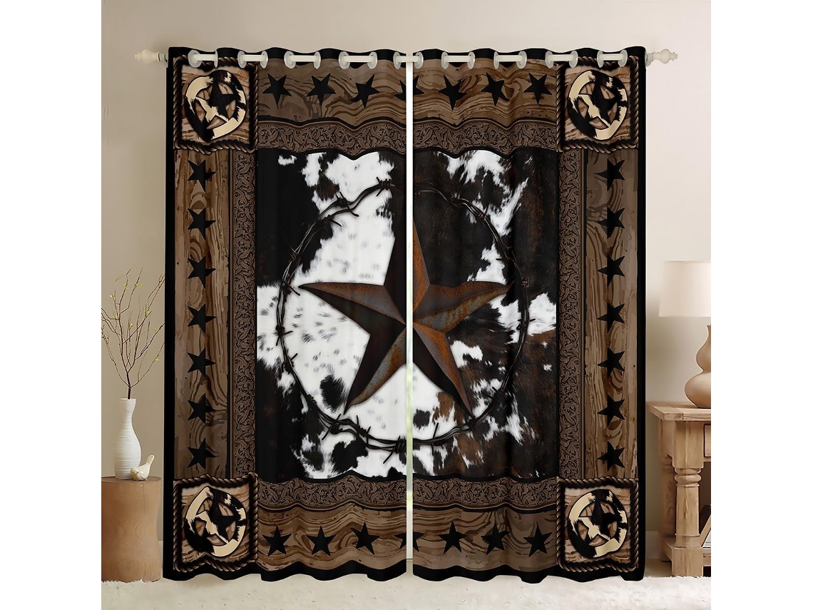 Cortinas Blackout Abstratas Com Estampa De Couro Vaca Para Crianças, Meninas E Adultos, Natal, Cortinas De Madeira Com