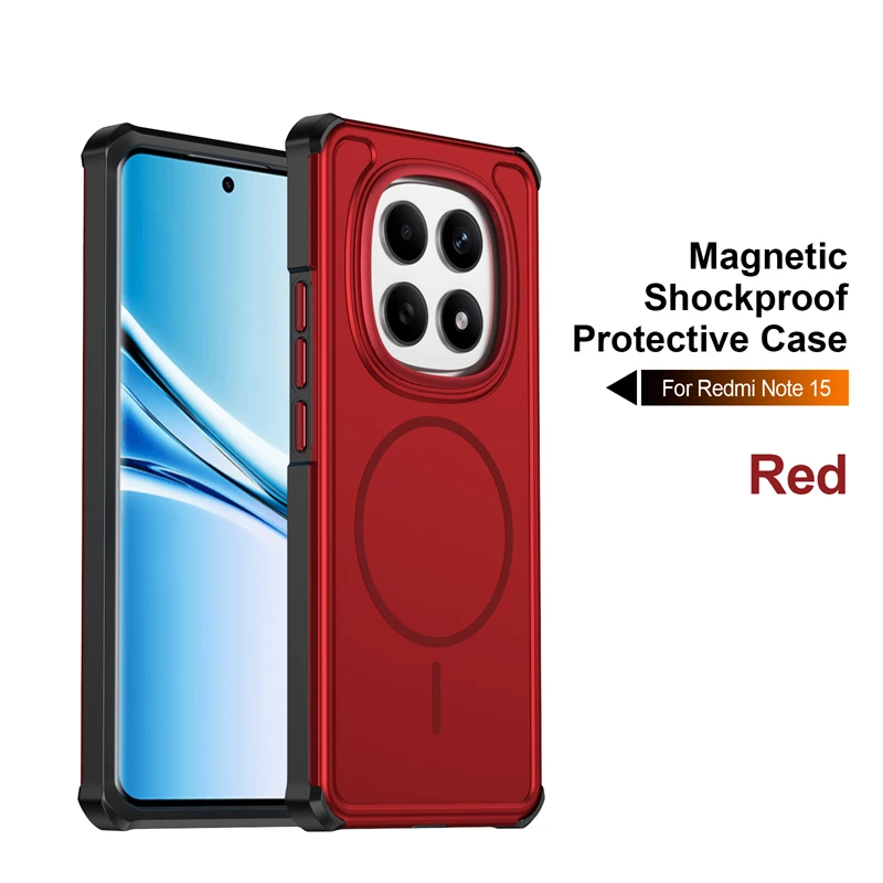 (vermelho, Redmi Note 15) Capa Protetora Magnética Fosca Luxuosa E Durável Com Carregamento Integrado, Que Oferece Proteção Completa Contra Quedas.