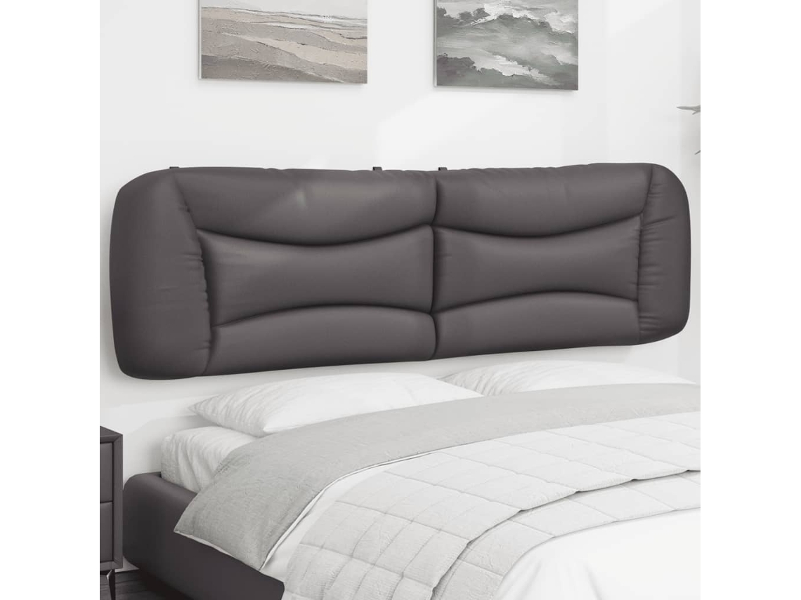 Vidaxl Almofadão De Cabeceira Hvar 180 Cm Couro Artificial Cinzento