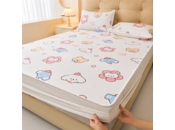 Protetor De Colchão Impermeável Czhhmart Desenhos Animados. 150cmx200cm (com Par De Fronhas) Gatinho