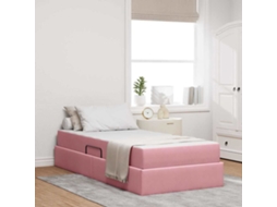 Vidaxl Cama Com Arrumação E Colchão Rosa 100 X 200 Cm Veludo